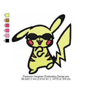 Pokemon Gangnam Embroidery Design